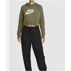 Nike NSW Essential Cropped Hoodie Olive Green size small
